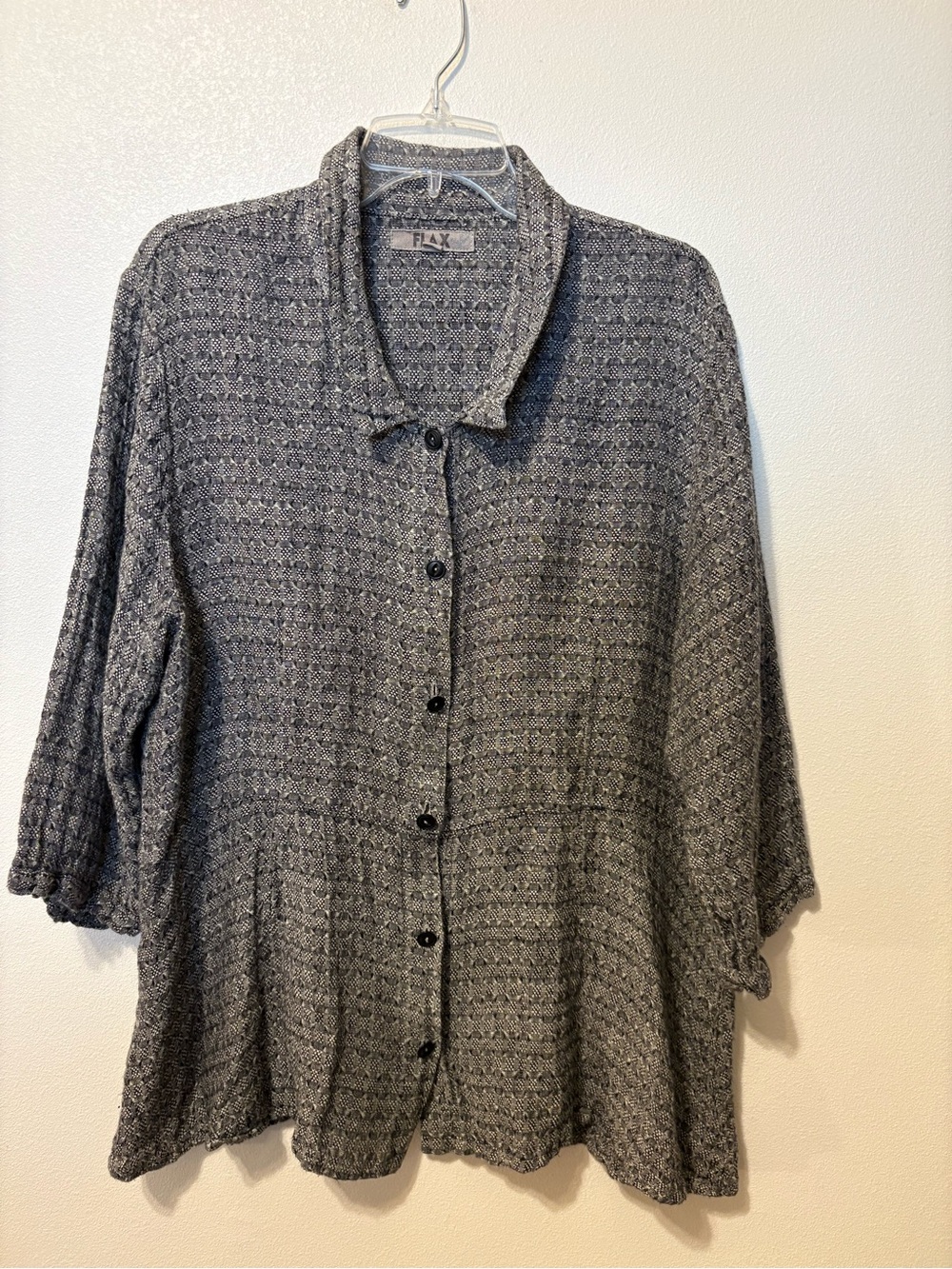 Flax Gray Textured Button-Front Relaxed Jacket - Picture 2 of 9